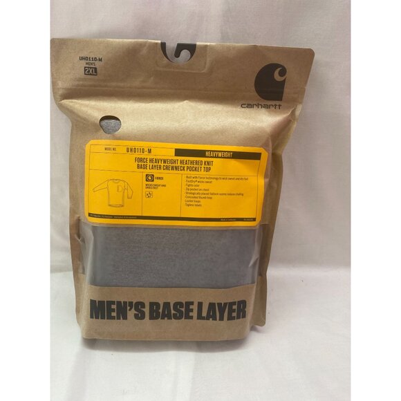 NWT Carhartt Mens Force Heavyweight Base Layer Zip Pocket Top Shadow Heather 2XL - Picture 3 of 4